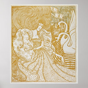 Graceful Serenity:  vrouw met zwanen Poster
