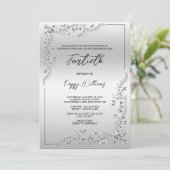 Graceful Stijlvolle Zilveren Decoratie Verjaardags Kaart (Staand voorkant)