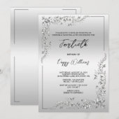 Graceful Stijlvolle Zilveren Decoratie Verjaardags Kaart (Voorkant / Achterkant)