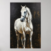 Graceful straling: Elegant wit paard Poster (Voorkant)
