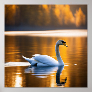 Graceful Swan op een meer Poster