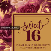 Graceful Sweet 16 Merlot Blush Gold Invitation