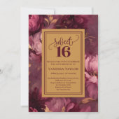 Graceful Sweet 16 Merlot Blush Gold Invitation (Devant)