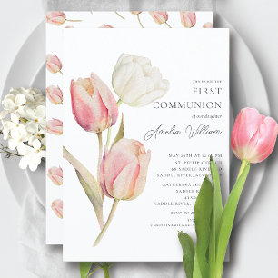 Graceful Tulpen Eerste Communie Kaart