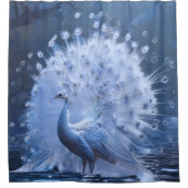 Graceful White Peacock Volledig Fanned Douchegordijn (Voorkant)