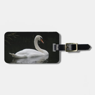 Graceful White Swan Custom Bagagelabel
