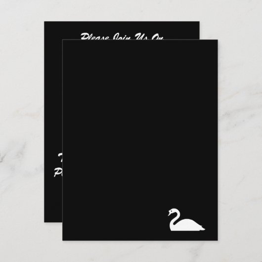 Graceful White Swan Invitation Invite Party Kaart (Voorkant / Achterkant)