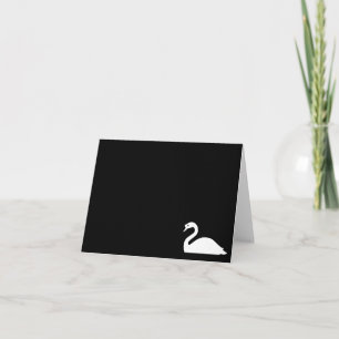 Graceful White Swan on Black Blank Note Cards Kaart