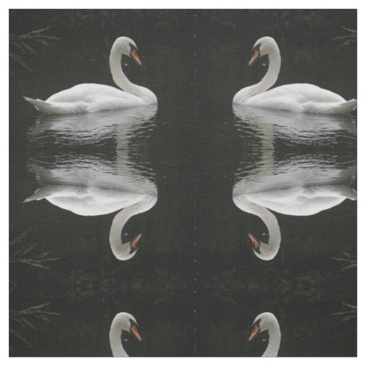 Graceful White Swan Patterned tissu animal (Échantillon)