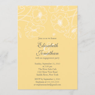 Graceful Yellow Poppy Floral Engagement Party Kaart