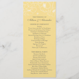 Graceful Yellow Poppy Floral Wedding Programme