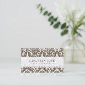 Gracelyn Brown Damask Chic Visitekaartje (Staand voorkant)