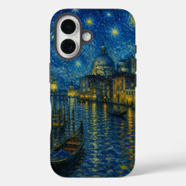 Gracht van Venetië 's Nachts iPhone 16 Hoesje