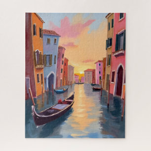 Gracht van Venetië Zonsondergang Gondel Aquarel Re Legpuzzel