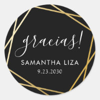 Gracias Black Gold Geometric Modern Favor