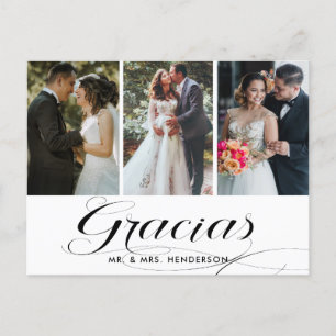 Gracias bruiloft foto collage dank u briefkaart