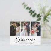 Gracias bruiloft foto collage dank u briefkaart (Staand voorkant)