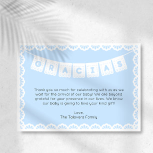 Gracias Cielito Lindo Blauw Baby shower Dank u Kaart