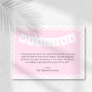 Gracias Cielito Lindo Roze Baby shower Bedankt Kaart