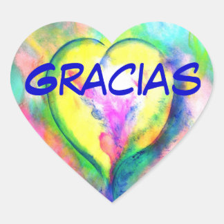 Gracias Corazon Etiqueta Engomada Hart Sticker