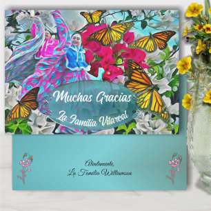 Gracias Dancing with Flowers & Butterflies PV01 Bedankkaart