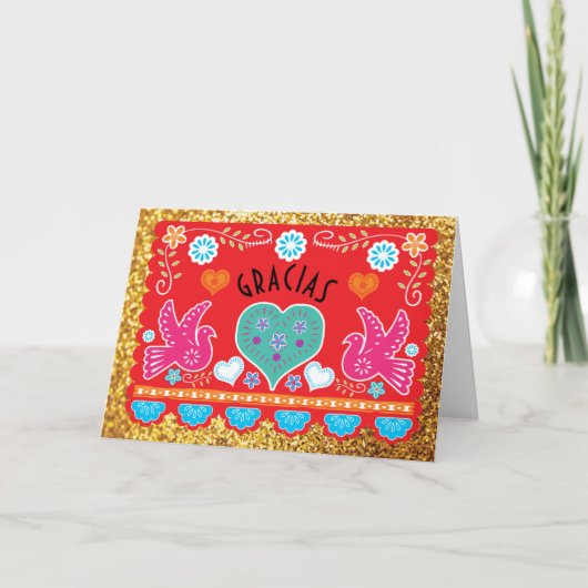 Gracias dankt u nota neemt van kaart Papel Picado (Voorkant)