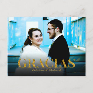 Gracias Gold Foil Font Wedding Bedankt Foto Briefkaart