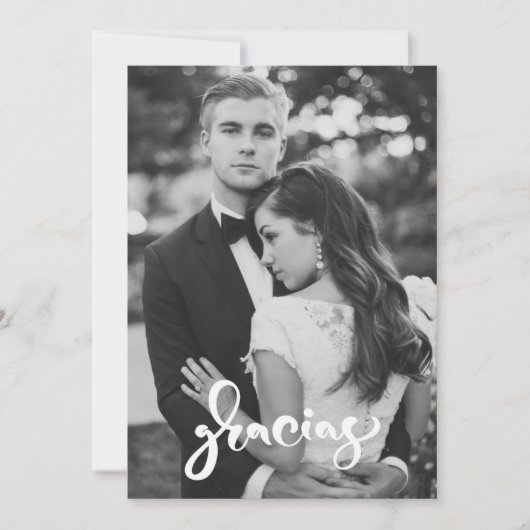 Gracias Modern Foto Weddenschap Bedankt (Voorkant)