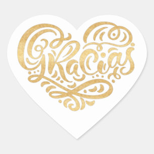 Gracias Modern Gold Cursive Script Typografie Hart Sticker