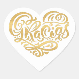 Gracias Modern Gold Cursive Script Typografie Hart Sticker