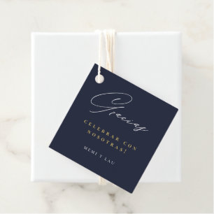 Gracias Modern Script Navy Blue Bedankjes Labels