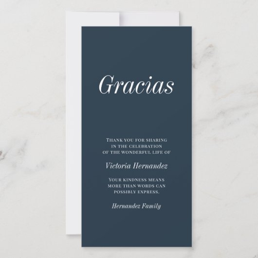 Gracias Modern Typography Memorial Dank je Bedankkaart (Voorkant)