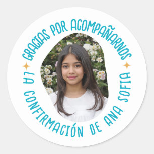 Gracias por acompañarnos confirmación con foto ronde sticker