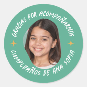 Gracias por acompañarnos cumpleaños con foto ronde sticker
