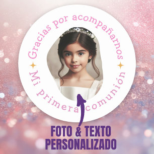 Gracias por acompañarnos mi primera comunión foto ronde sticker