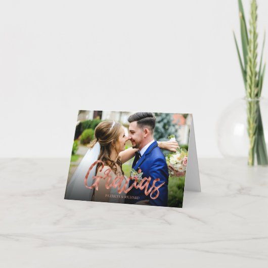 Gracias Rose Gold Foil Mariage Merci Photo (Devant)