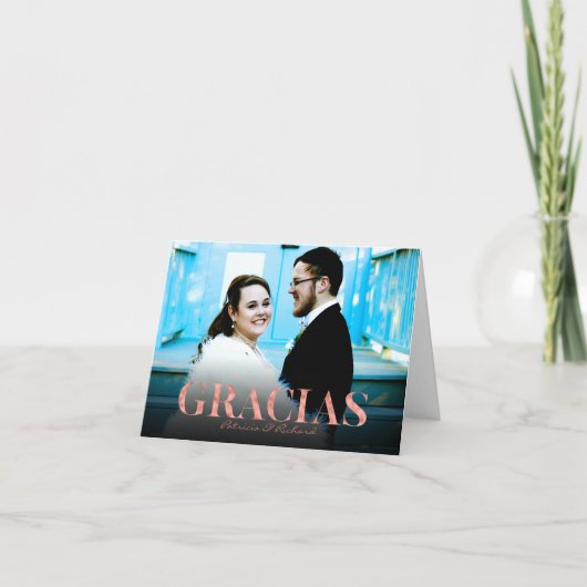 Gracias Rose Gold Foil Mariage Merci Photo (Devant)