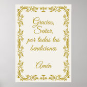 Gracias Señor Spanish Blessings Prayer Gold Poster (Voorkant)