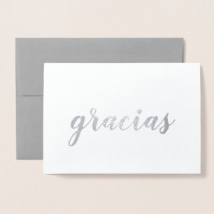 Gracias Spaans Bedankt Brush Script Zilver Folie Kaarten