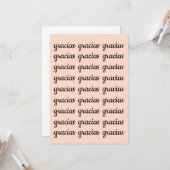 Gracias Spaans Retro Roze Zwart Script Dank u Kaart (Voorkant / Achterkant in situ)