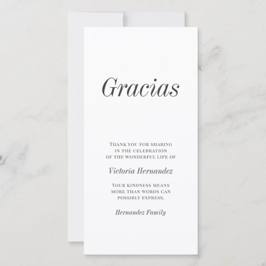 Gracias Typographie moderne Merci commémoratif (Devant)