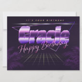 Gracie Name Vorname lila retro Karte Geburtstag Kaart (Voorkant)