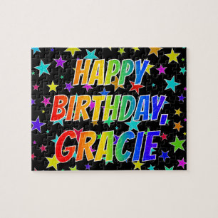 "GRACIE" voornaam, geun "HAPPY BIRTHDAY" Legpuzzel