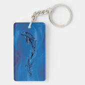 Gracieuze Blauwe Tribale Dolfijn Oceaan Sleutelhanger (achterkant)