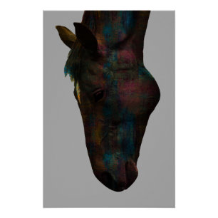 Gracieuze Paardendrink: Kleurrijk Paardenkopontwer Perfect Poster