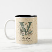 Gracity Boho Chic Floral Monogramme Mug pour Viole (Gauche)