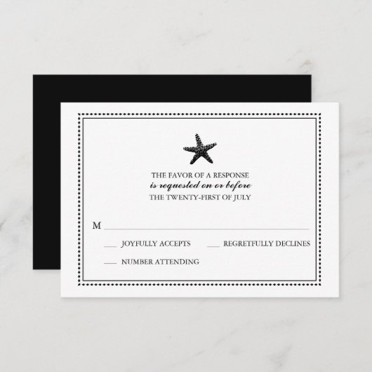 Gracity Starfish Noir | Mariage RSVP (Devant / Derrière)