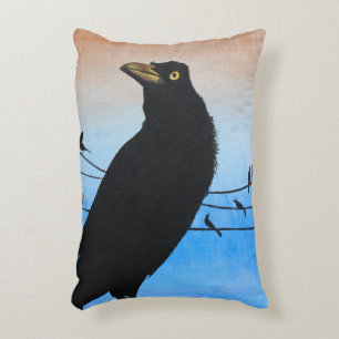 Grackle Austin Texas Bird Avian Wildlife Painting Accent Kussen