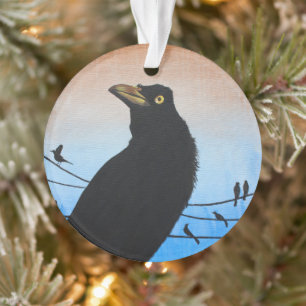 Grackle Austin Texas Bird Avian Wildlife Painting Ornament