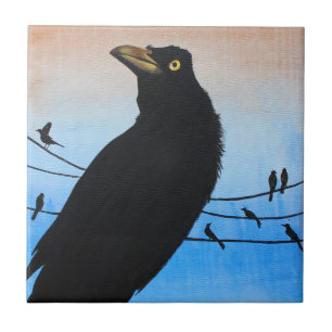 Grackle Austin Texas Bird Avian Wildlife Painting Tegeltje